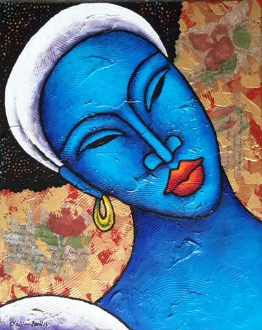 Indigo Blue #6 Giclee on Canvas