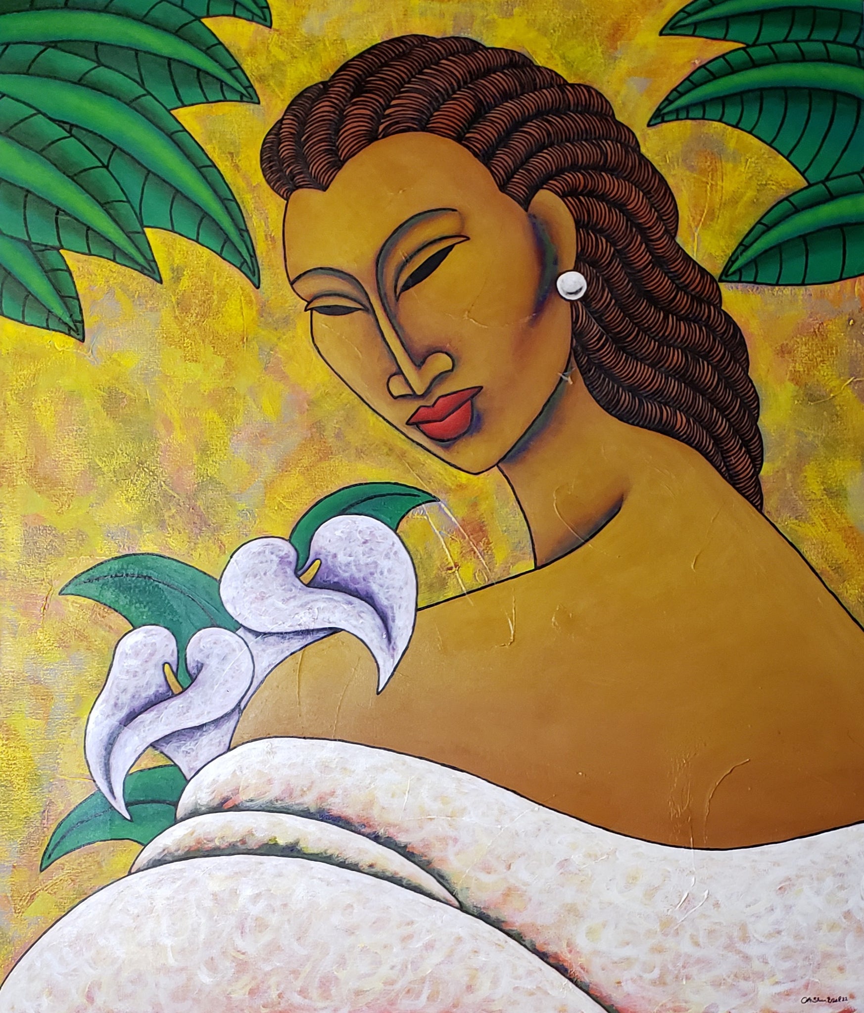 Lilies And Me #2 Acrylic Paint on Canvas Art Original