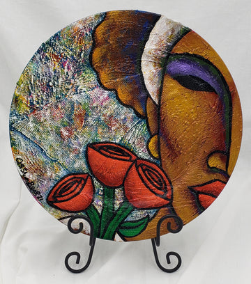 Roses And Me #2 Hand Painted Original Decorative Charger