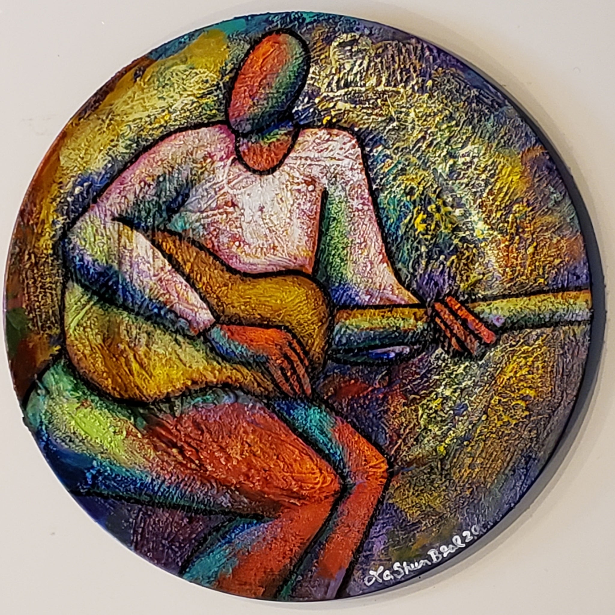 Smooth Rhythm #4 Hand Painted Original Decorative Charger