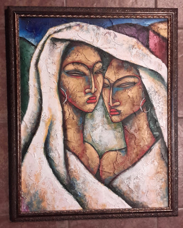 Sisters Acrylic Paint on Canvas Art Original