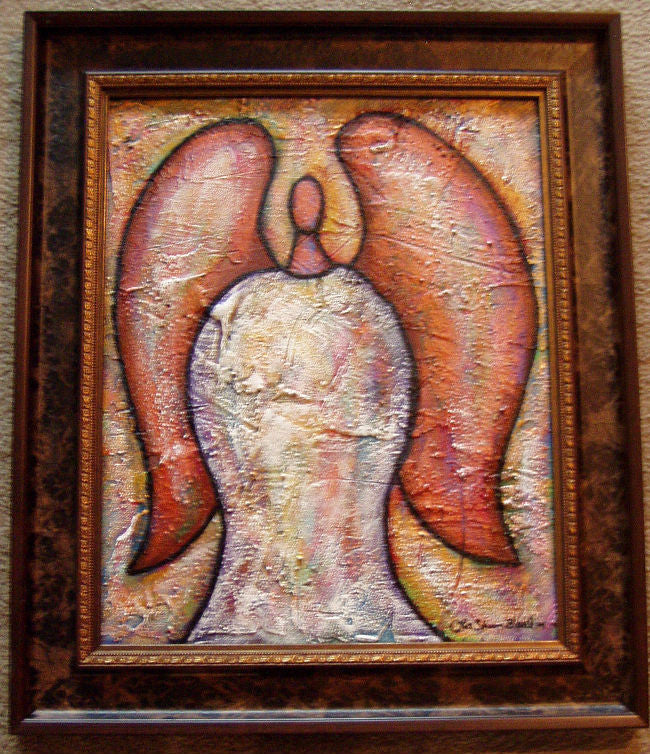 Angel #7 Acrylic Paint on Board Art Original Framed - LaShunBeal.com