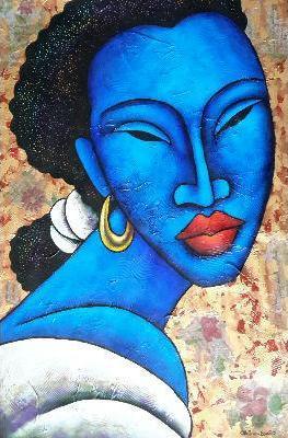 Indigo Blue #2 Acrylic Paint On Paper Art Original