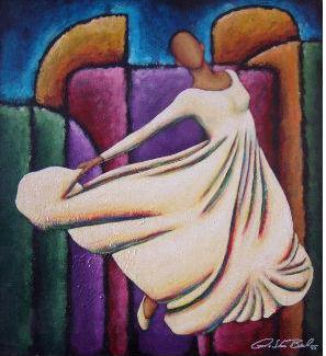 Swan Dance Acrylic Paint on Canvas Art Original